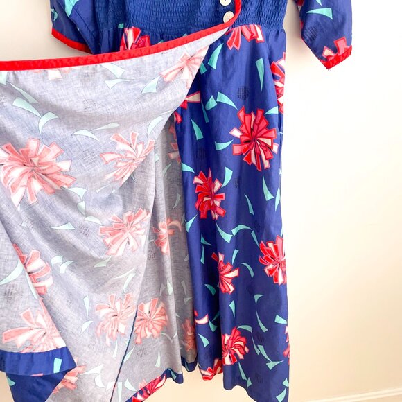 Jeanne Marc  Vintage 1980s Abstract Wrap Dress Small Novelty Print Avant Garde - Picture 10 of 16